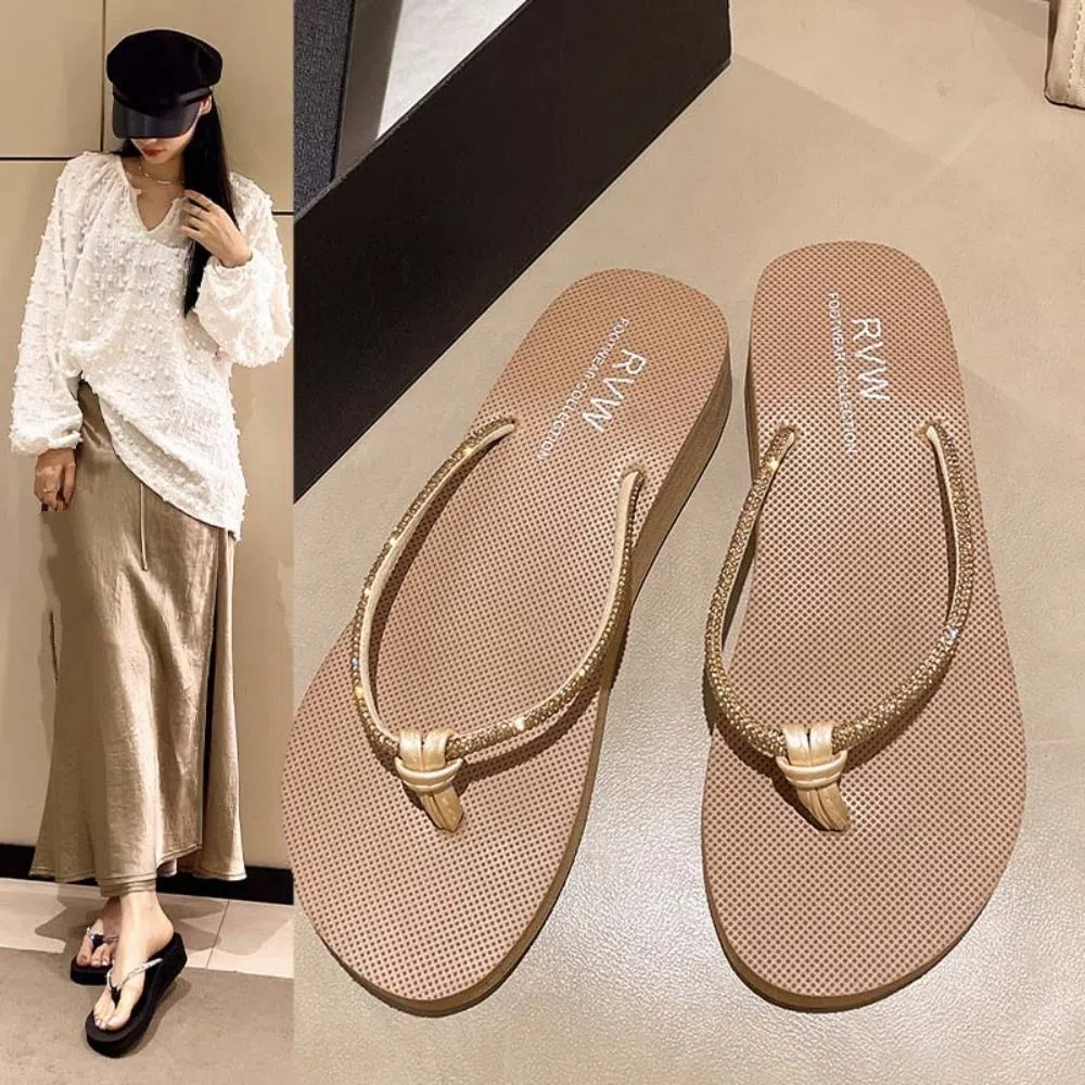Women'S Fashion Gifts - Fashion PVC Crystal Flip Flops Waterproof