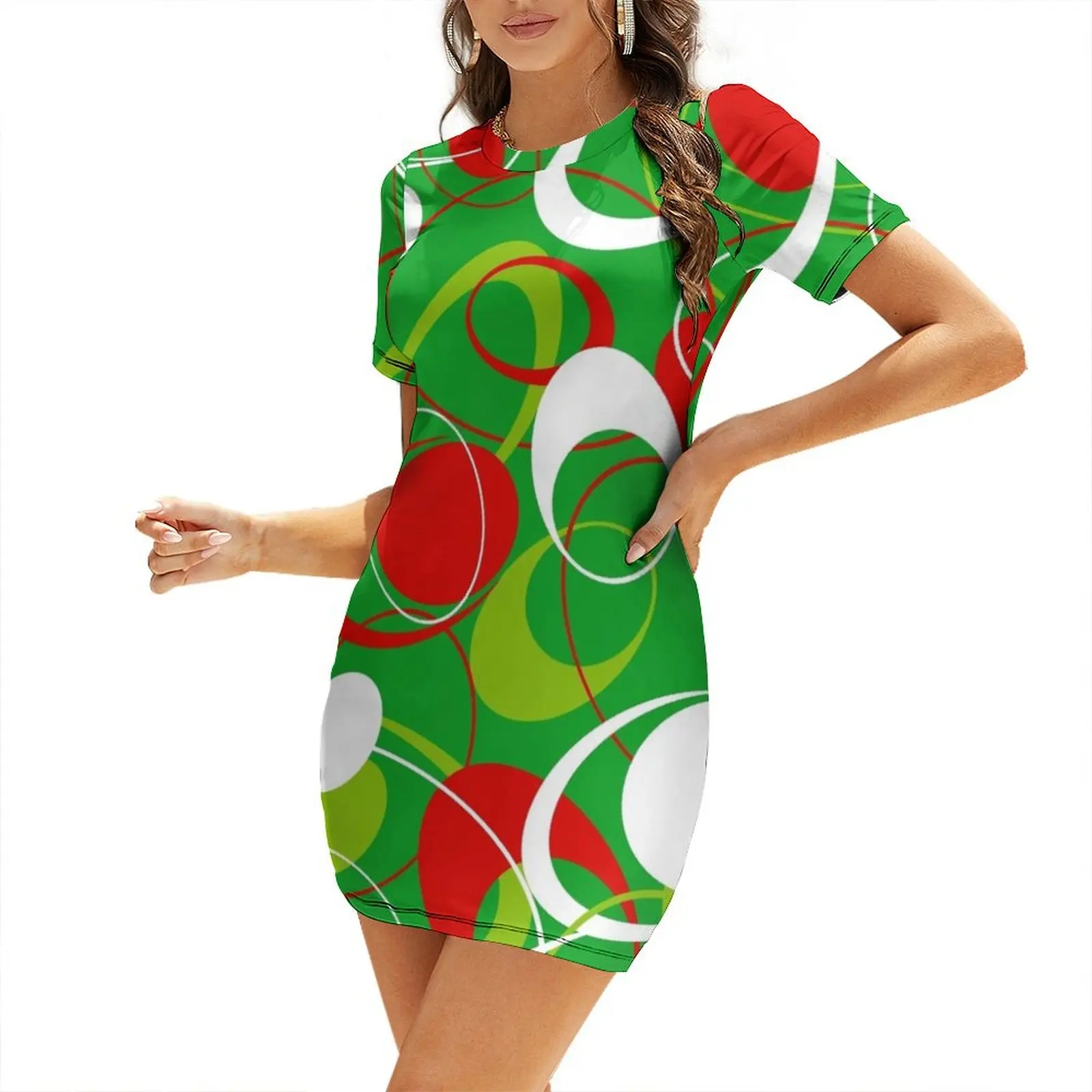 Women'S Fashion Of The 60S - Retro 60s Ovals Short-Sleeved Dress luxury