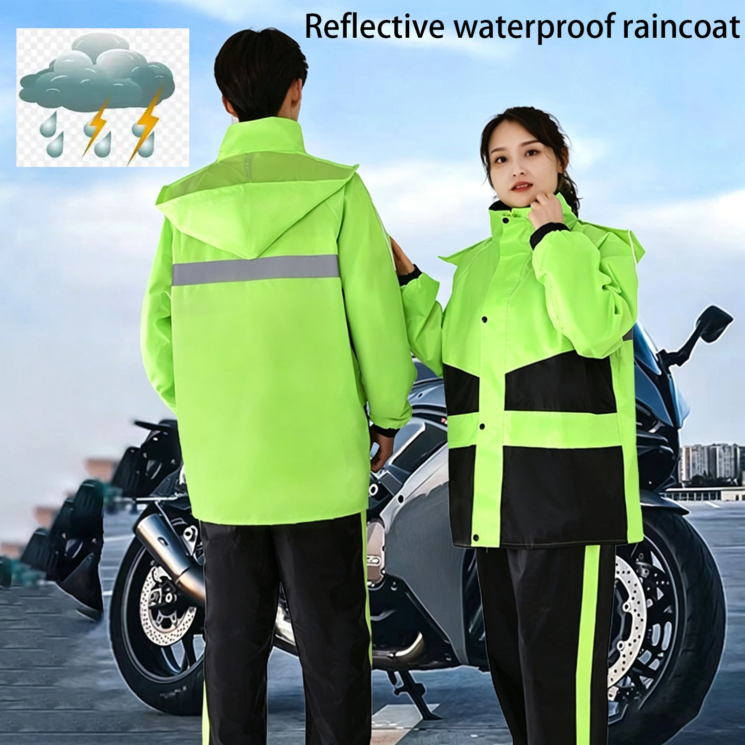 Women'S Fashion Rain Jacket - Motorcycle Raincoat Suits Men Women Waterproof