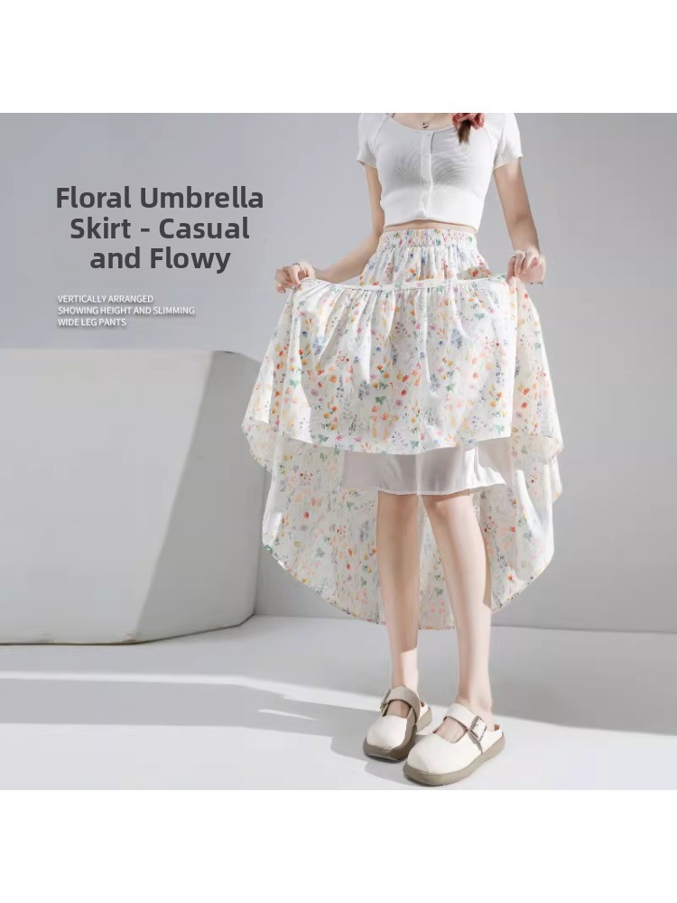 A-Line Skirt Midi - plus Size Floral Print A-Line Midi