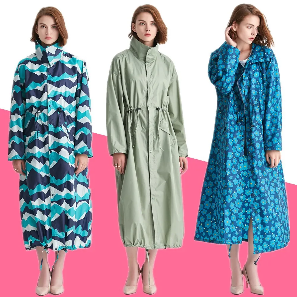 Women'S Fashion Rain Jacket - Long Raincoat Women Waterproof Windproof Hooded