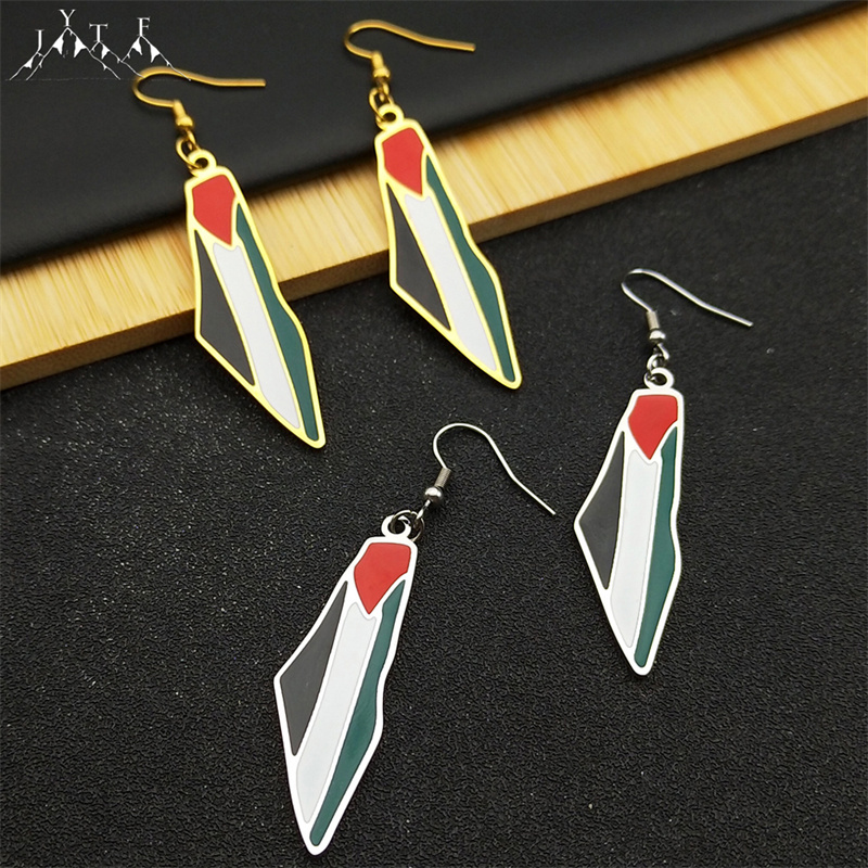 Women'S Fashion Guide - Arabic Enamel Palestine Map Hoop Earrings