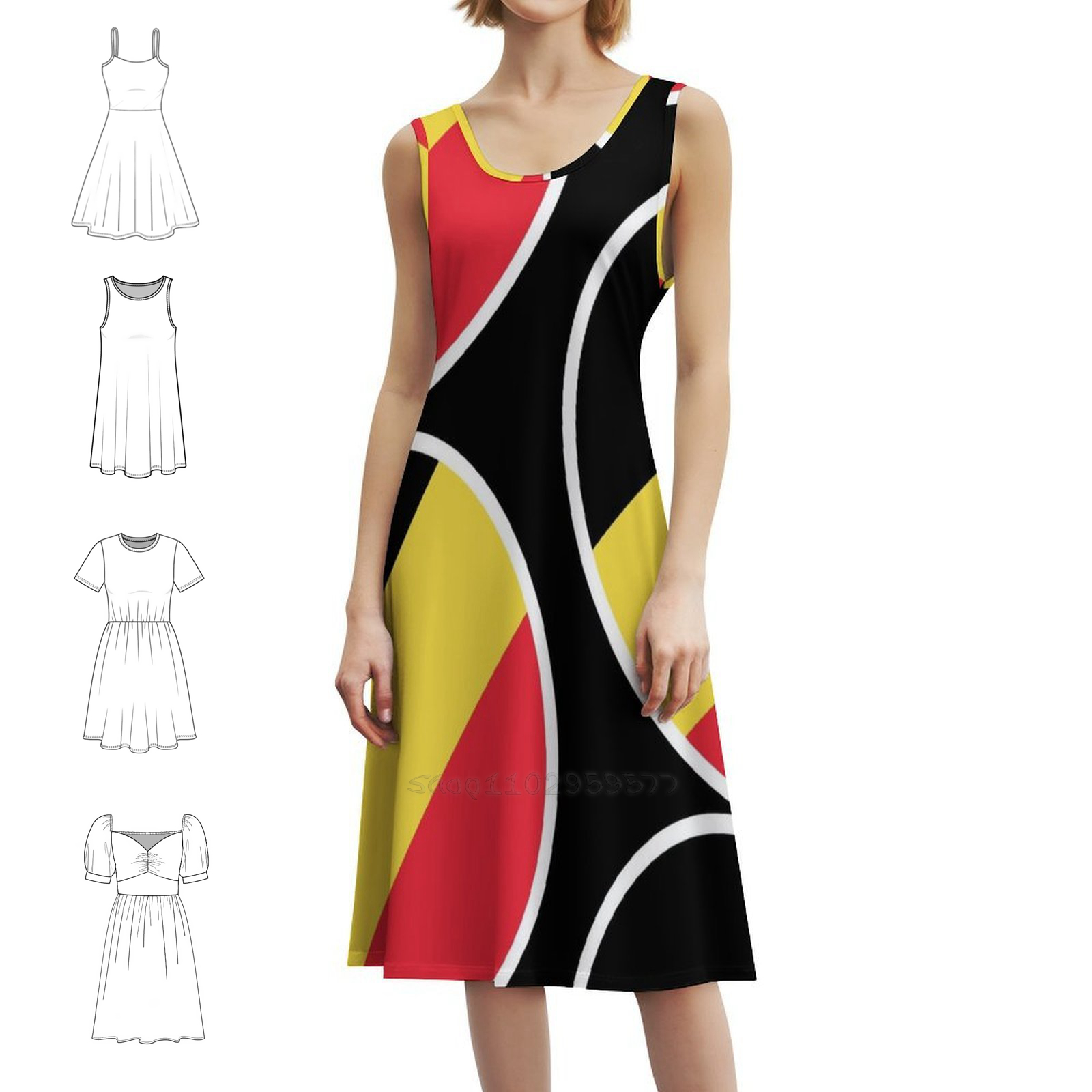Women Fashion Gown - Belgian Flag Gifts Stickers & Products