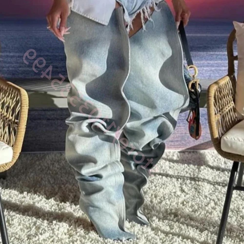 Women'S Fashion Trousers - Pointed Pleated Over-The-Knee Trouser Boots 2025