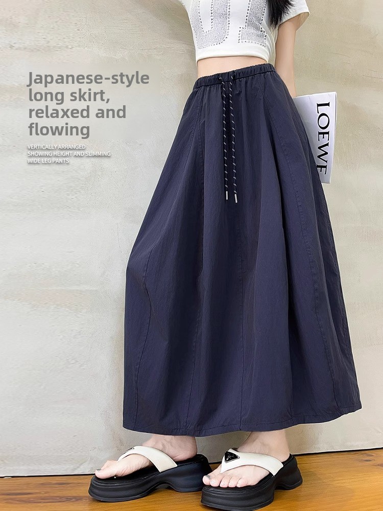 A-Line Skirt Midi - Loose Fit Summer Thin A-Line Pumpkin