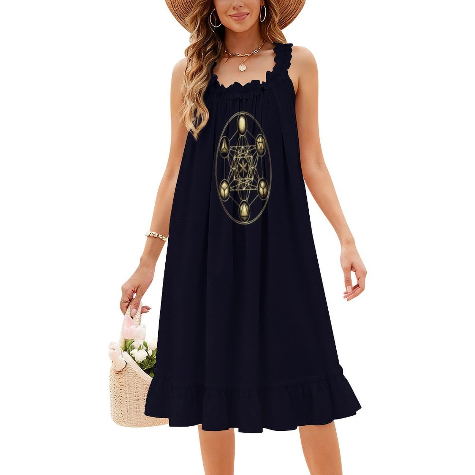 Platonic Solids Metatrons Cube - Women Fashion Gown บทวิจารณ์และราคา
