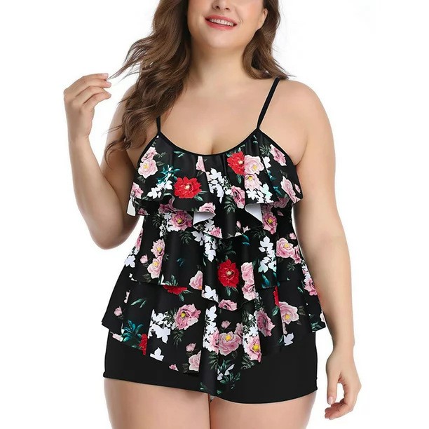 Tankini Woman Bikini Floral Pr - Crop Top Women บทวิจารณ์และราคา