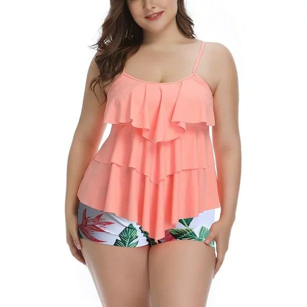 Tankini Woman Bikini Floral Pr - Crop Top Women บทวิจารณ์และราคา
