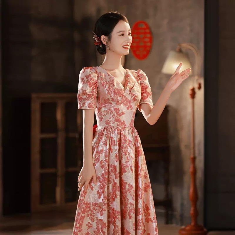 2026 New Women's V-neck Wine R - Women'S Fashion Middle Ages บทวิจารณ์และราคา