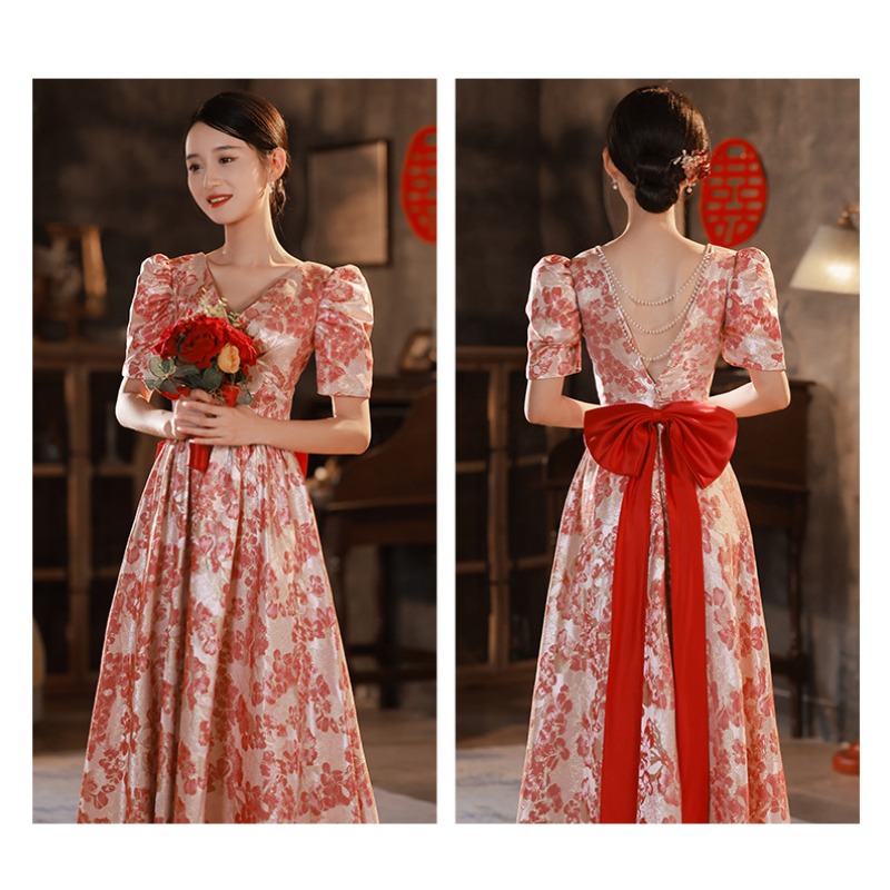 2026 New Women's V-neck Wine R - Women'S Fashion Middle Ages บทวิจารณ์และราคา