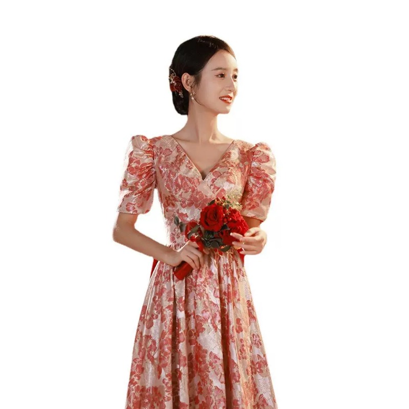 2026 New Women's V-neck Wine R - Women'S Fashion Middle Ages บทวิจารณ์และราคา