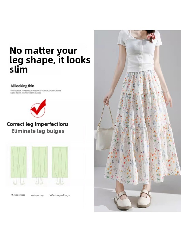 plus Size Floral Print A-Line  - A-Line Skirt Midi บทวิจารณ์และราคา