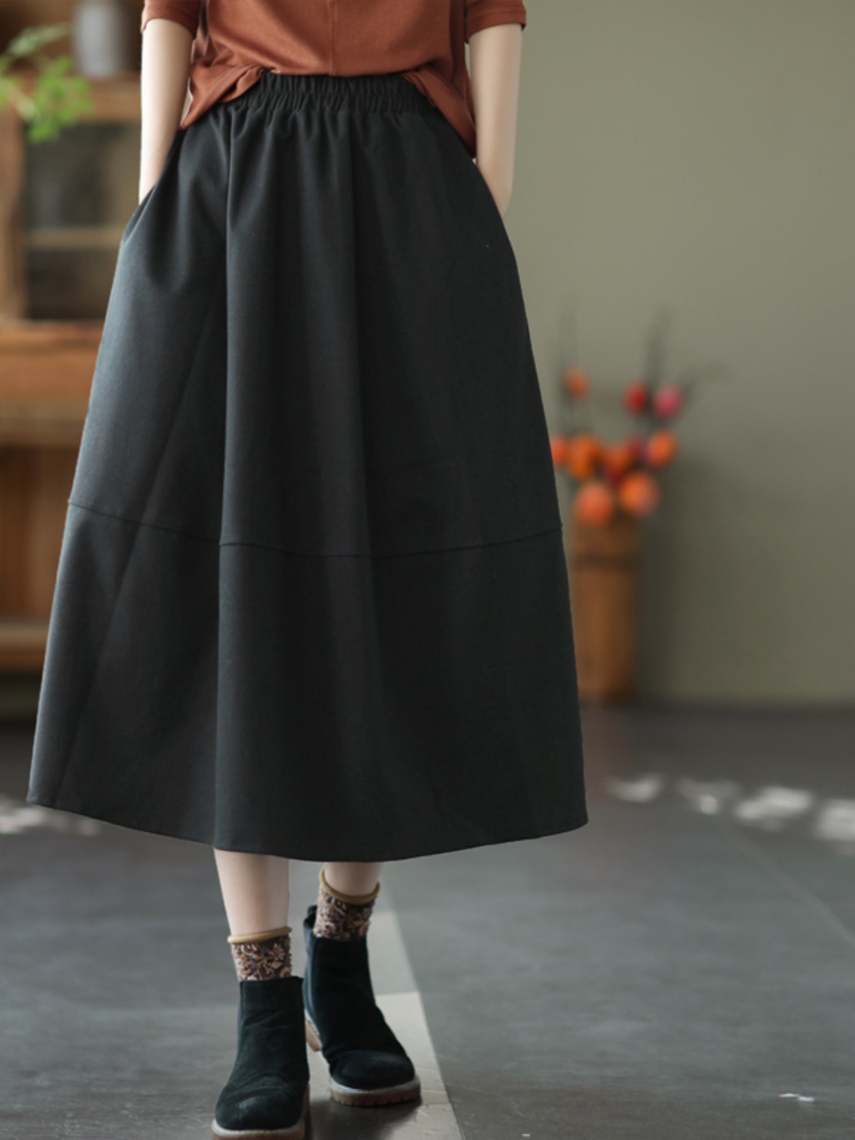 Artistic Midi A-Line Skirt Wom - A-Line Skirt Midi บทวิจารณ์และราคา