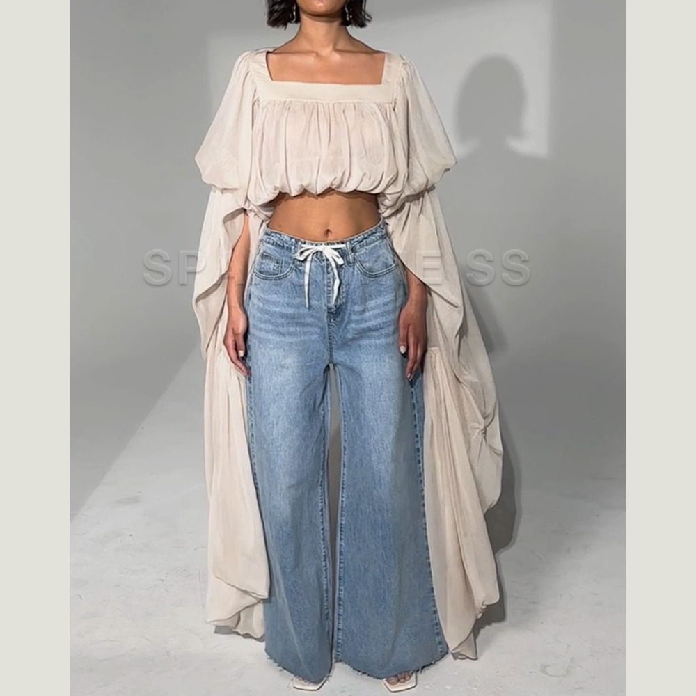 Women Chiffon Crop Top, Puff L - Crop Top Women บทวิจารณ์และราคา