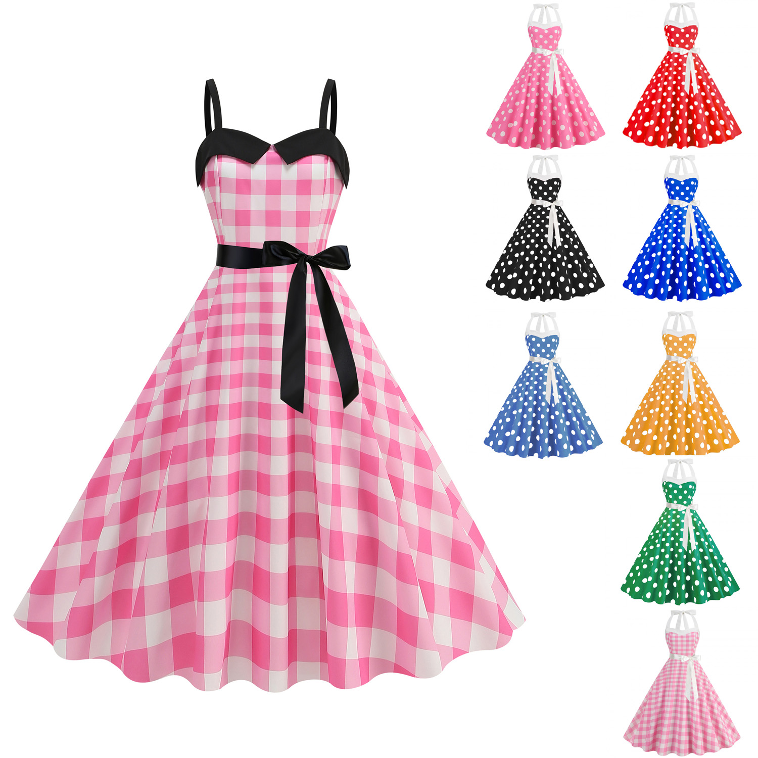 Elegant Women Polka Dot Dress  - Women'S Fashion Of The 60S บทวิจารณ์และราคา