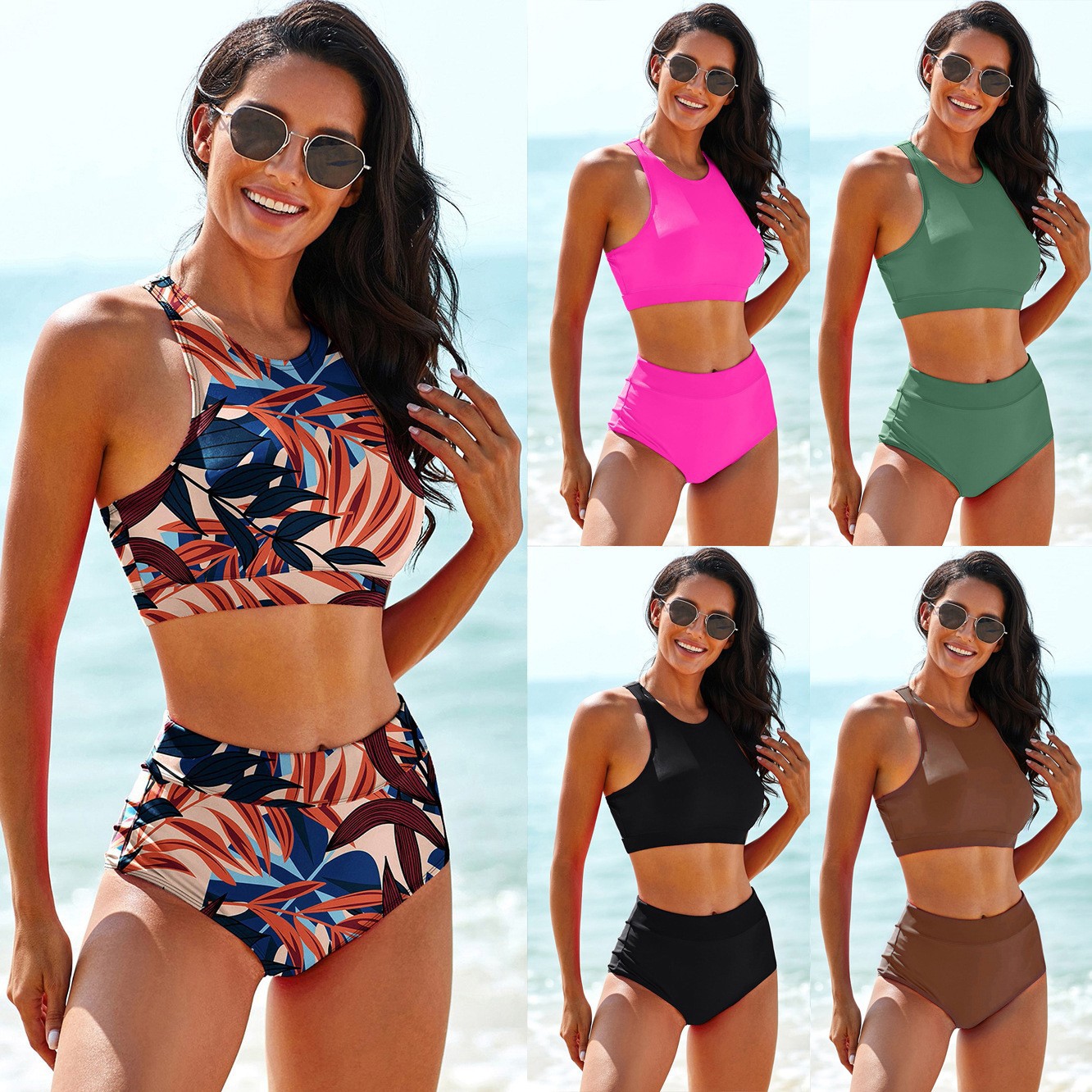 Woman Swimsuits Solid Color Ta - Crop Top Women บทวิจารณ์และราคา