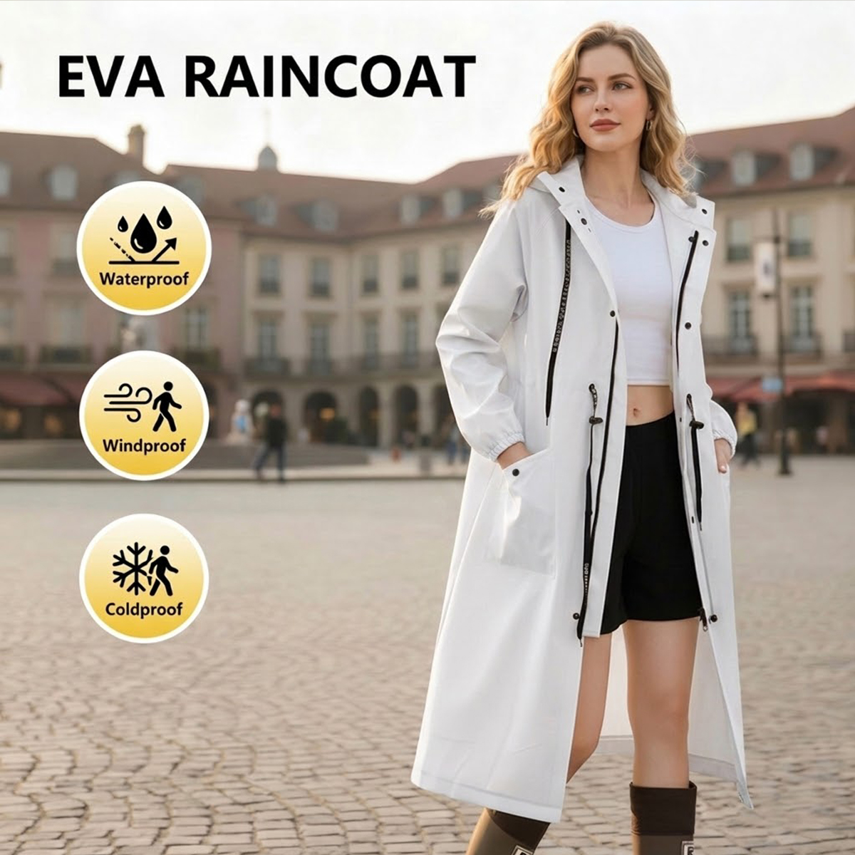 Women Long Waterproof Rain Jac - Women'S Fashion Rain Jacket บทวิจารณ์และราคา