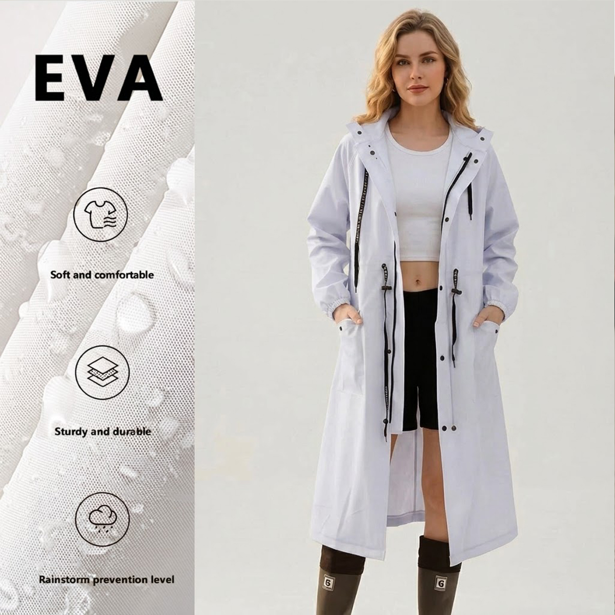 Women Long Waterproof Rain Jac - Women'S Fashion Rain Jacket บทวิจารณ์และราคา