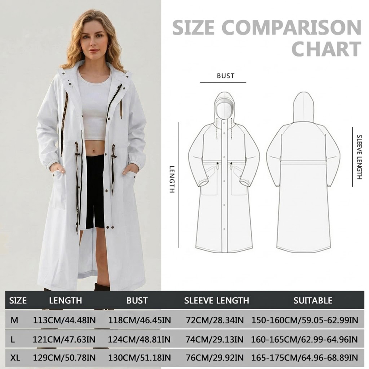 Women Long Waterproof Rain Jac - Women'S Fashion Rain Jacket บทวิจารณ์และราคา