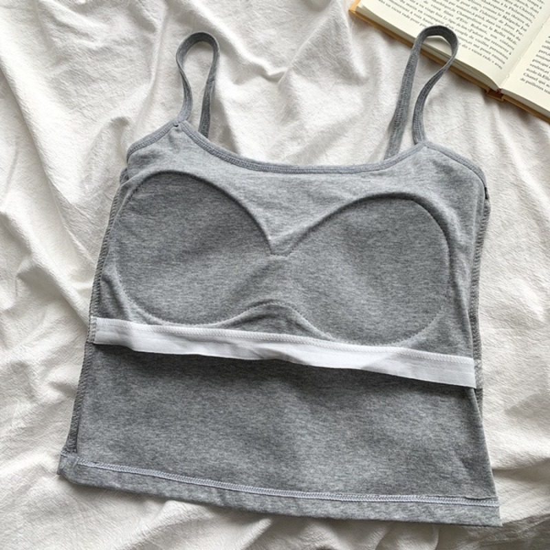 Solid Color Built-in Padded Ba - Crop Top Women บทวิจารณ์และราคา