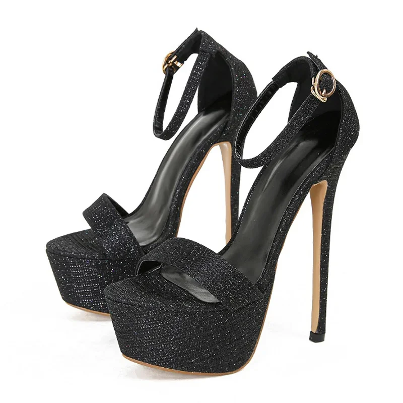 Women's Peep Toe Glitter Fabri - Women'S Fashion Gifts บทวิจารณ์และราคา