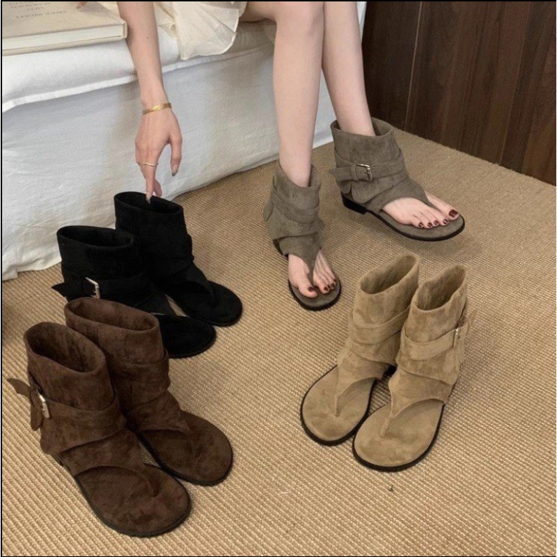 2025Spring Clip Toe Flats Sand - Women'S Fashion Trousers บทวิจารณ์และราคา
