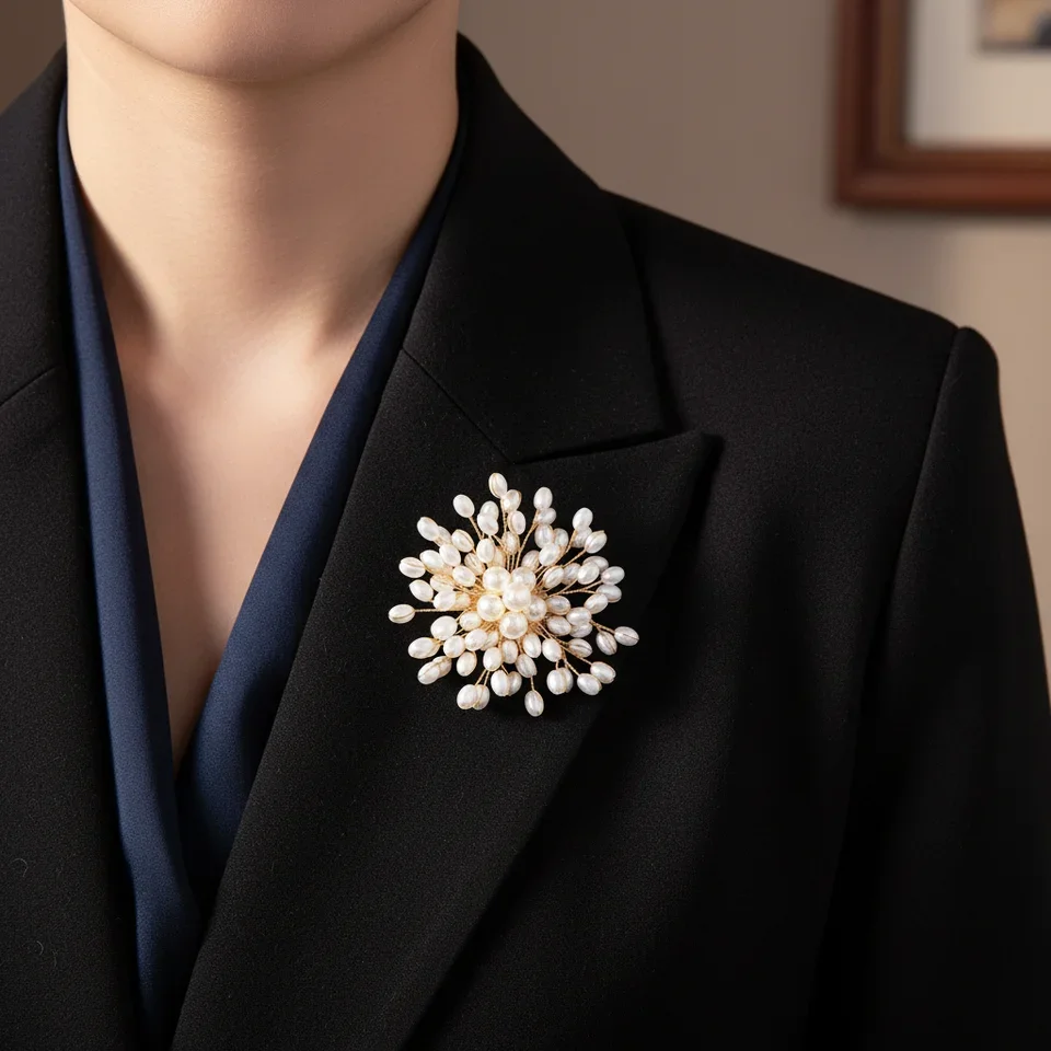 Pearl Woven Flower Brooch For  - Women Fashion Designers บทวิจารณ์และราคา
