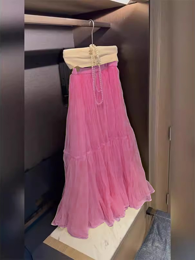Elegant High Waist Mesh Half S - A-Line Skirt Midi บทวิจารณ์และราคา