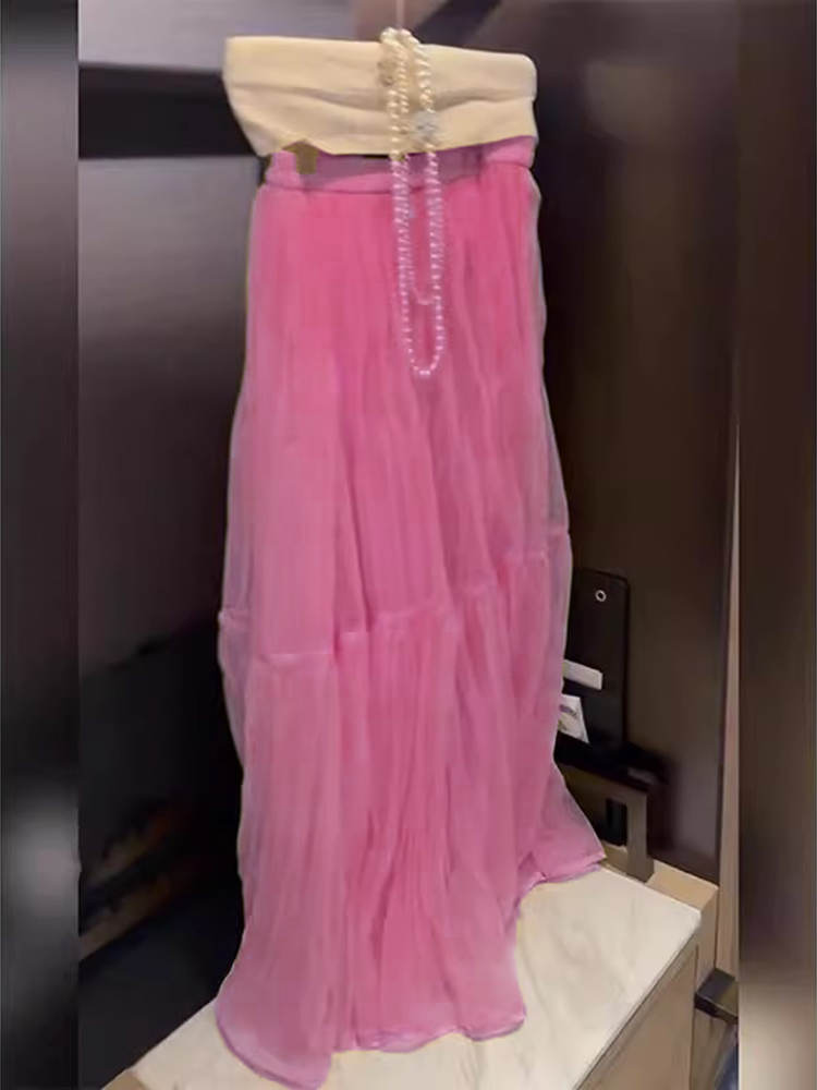 Elegant High Waist Mesh Half S - A-Line Skirt Midi บทวิจารณ์และราคา