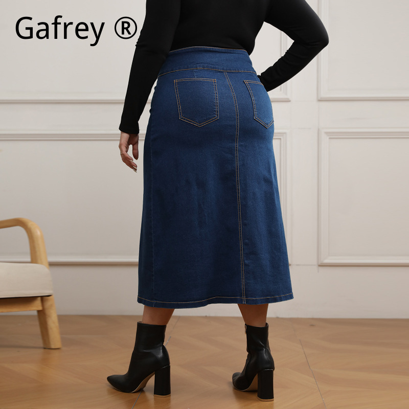 Plus Size High Waist Button Fr - A-Line Skirt Midi บทวิจารณ์และราคา