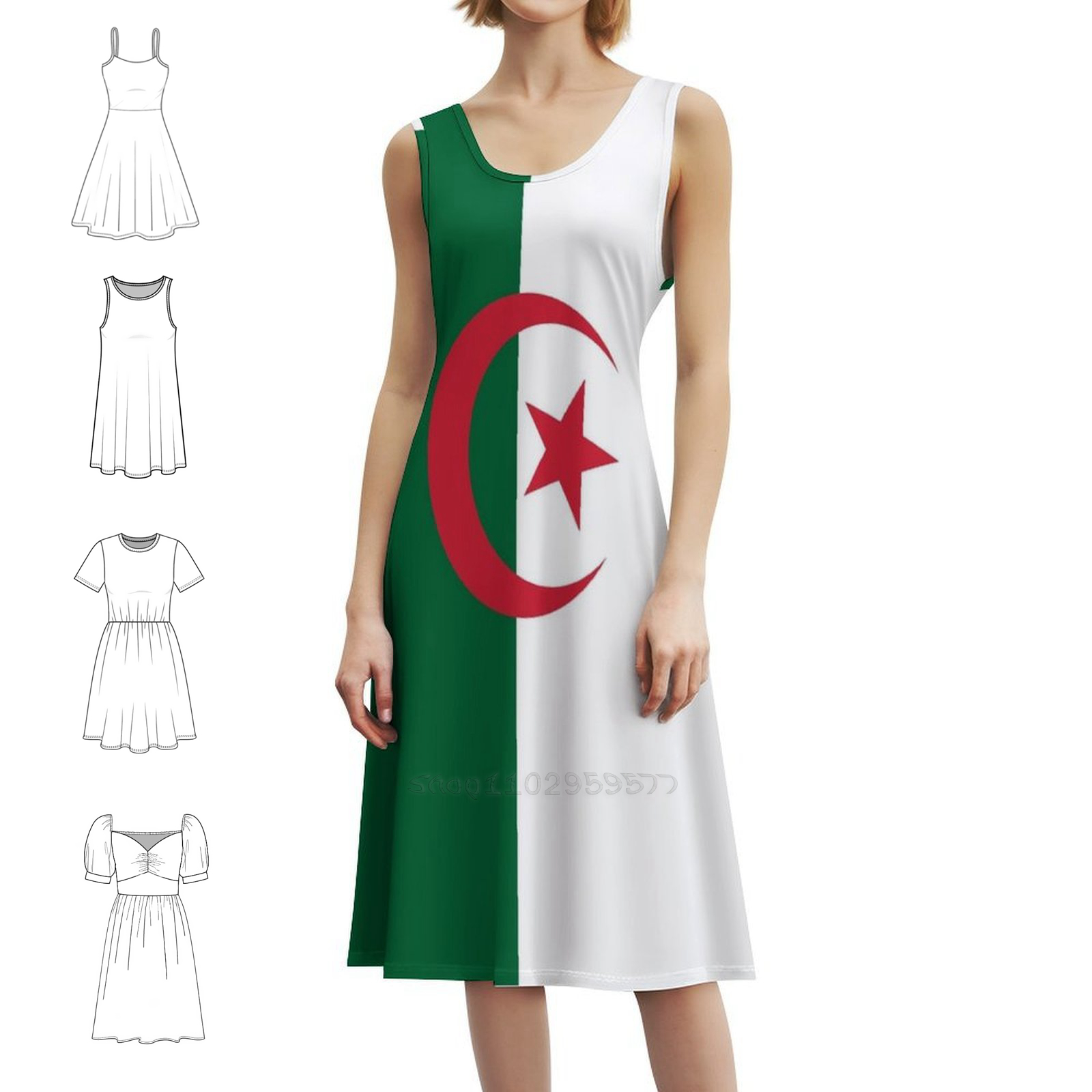 Algerian Flag Boho Chic Dress  - Women Fashion Gown บทวิจารณ์และราคา