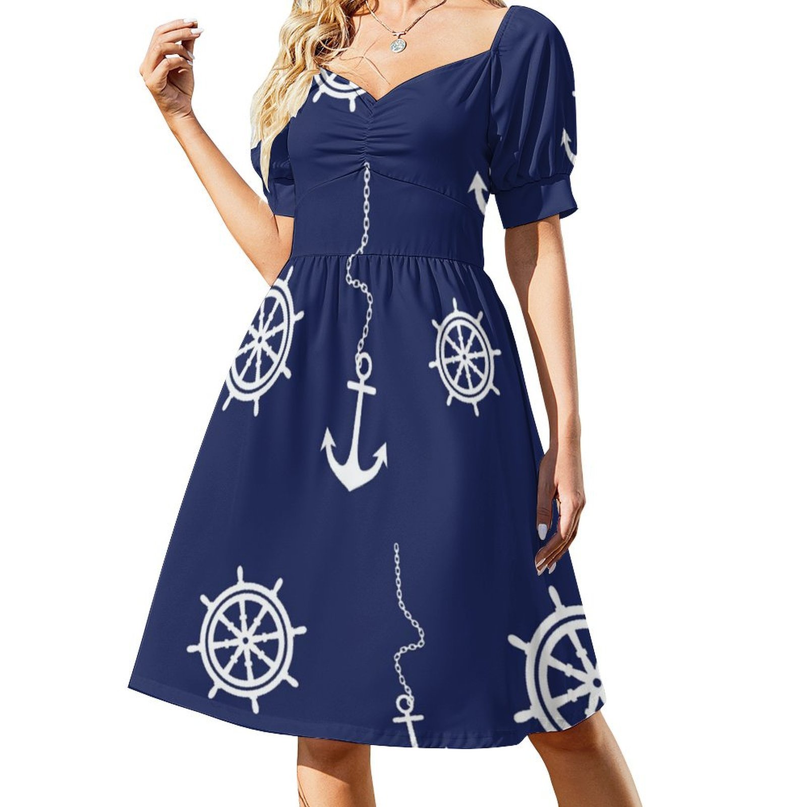 Pattern-Navy And White Anchors - Women Fashion Gown บทวิจารณ์และราคา
