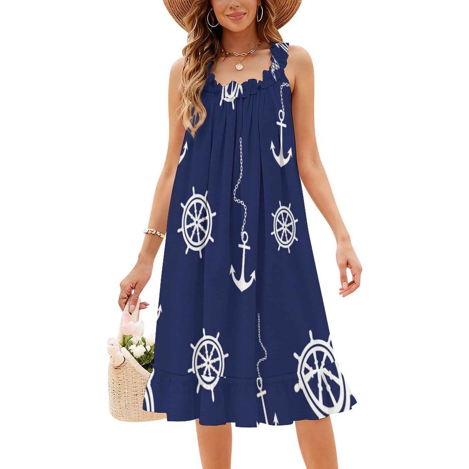 Pattern-Navy And White Anchors - Women Fashion Gown บทวิจารณ์และราคา