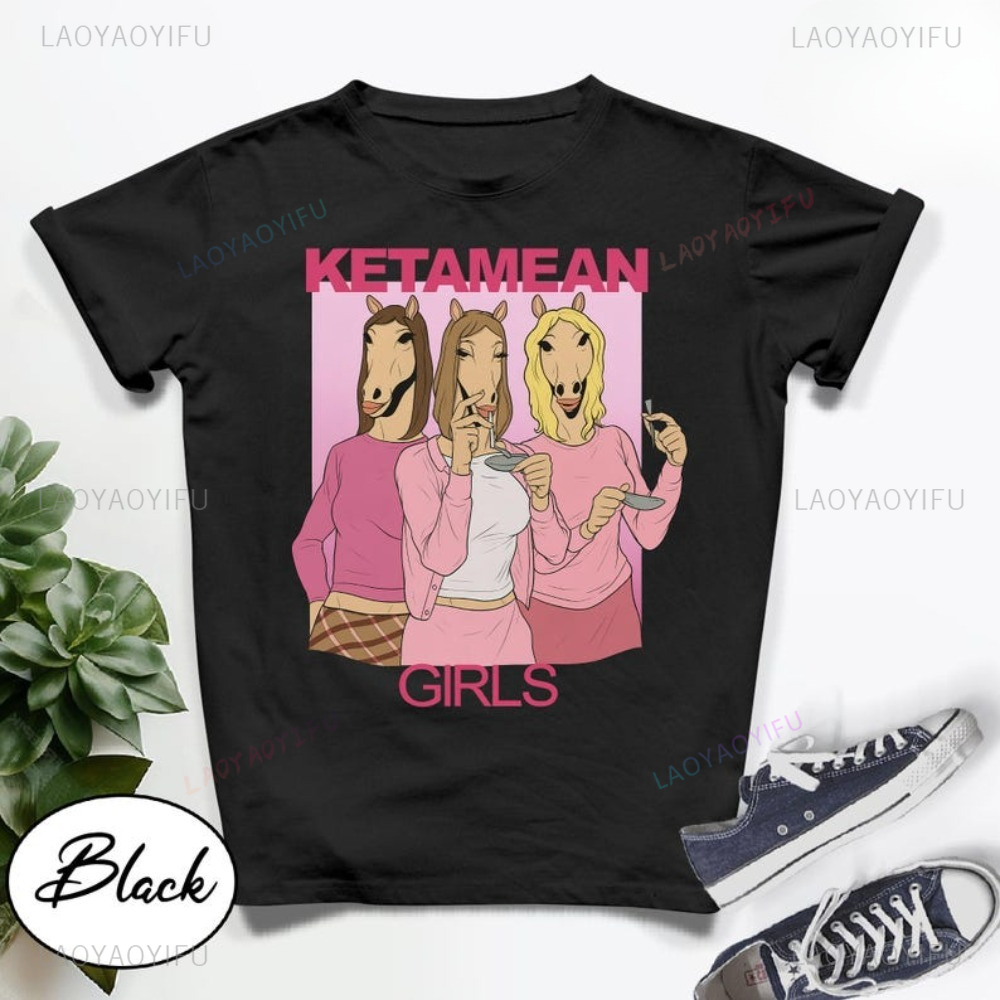 Ketamean Funny Horse Girl Grap - Women'S Fashion Graphic Tees บทวิจารณ์และราคา