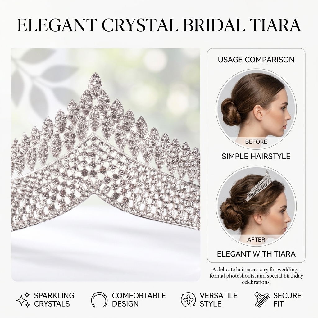Crystal Tiara-Bridal Hairpiece - Women Fashion Designers บทวิจารณ์และราคา
