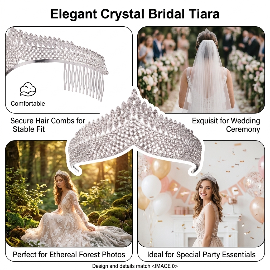 Crystal Tiara-Bridal Hairpiece - Women Fashion Designers บทวิจารณ์และราคา