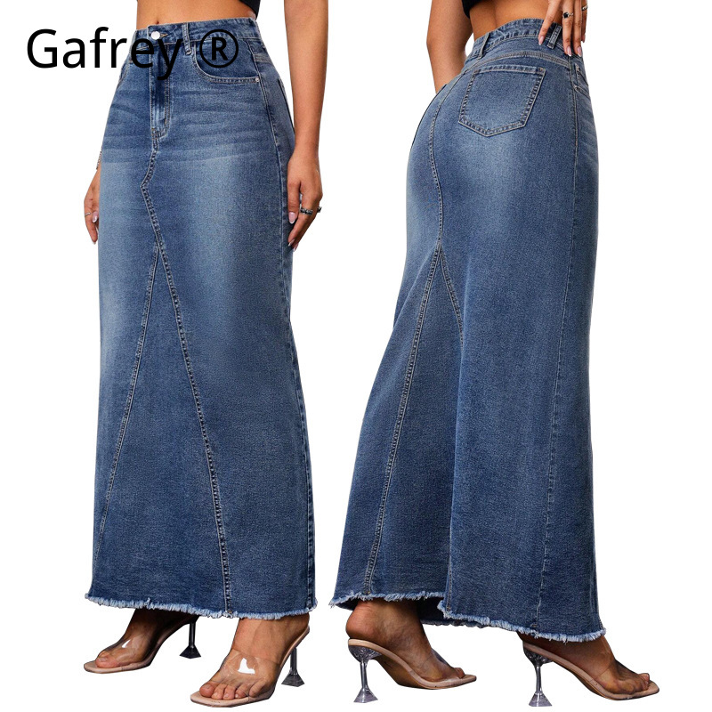 Women Denim Midi Skirt High Wa - A-Line Skirt Midi บทวิจารณ์และราคา