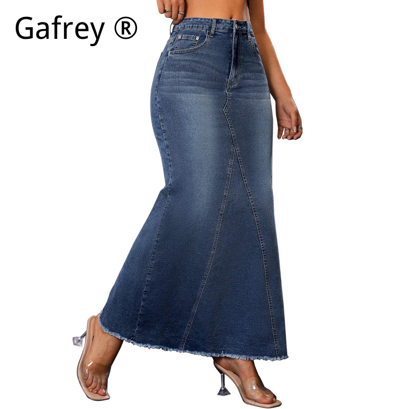 Women Denim Midi Skirt High Wa - A-Line Skirt Midi บทวิจารณ์และราคา