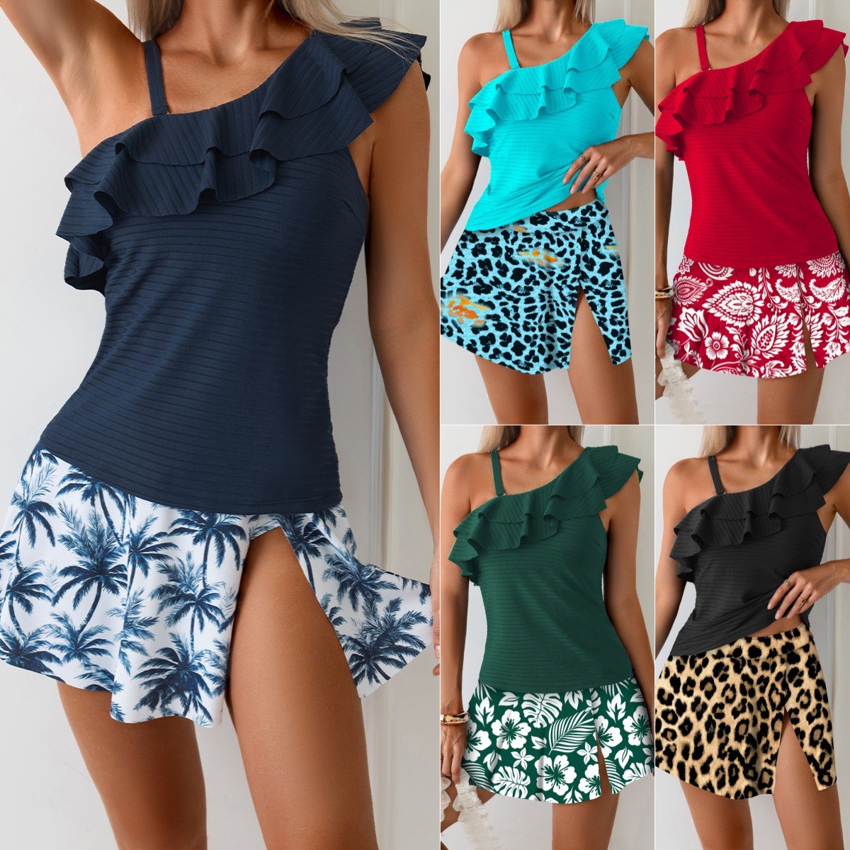 Woman Tankini Swimwear Sleevel - Crop Top Women บทวิจารณ์และราคา