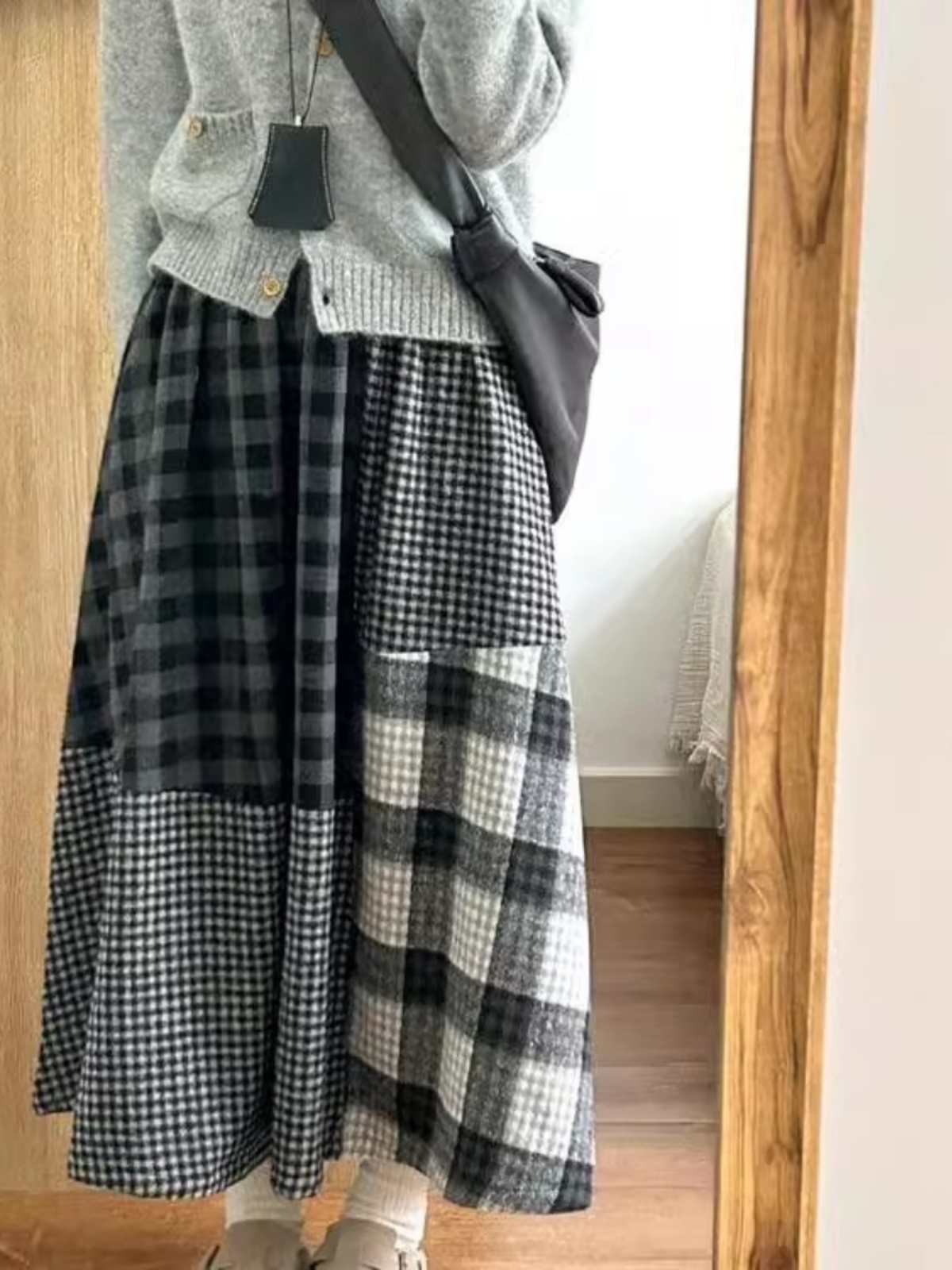 High-End Japanese Plaid Splici - A-Line Skirt Midi บทวิจารณ์และราคา