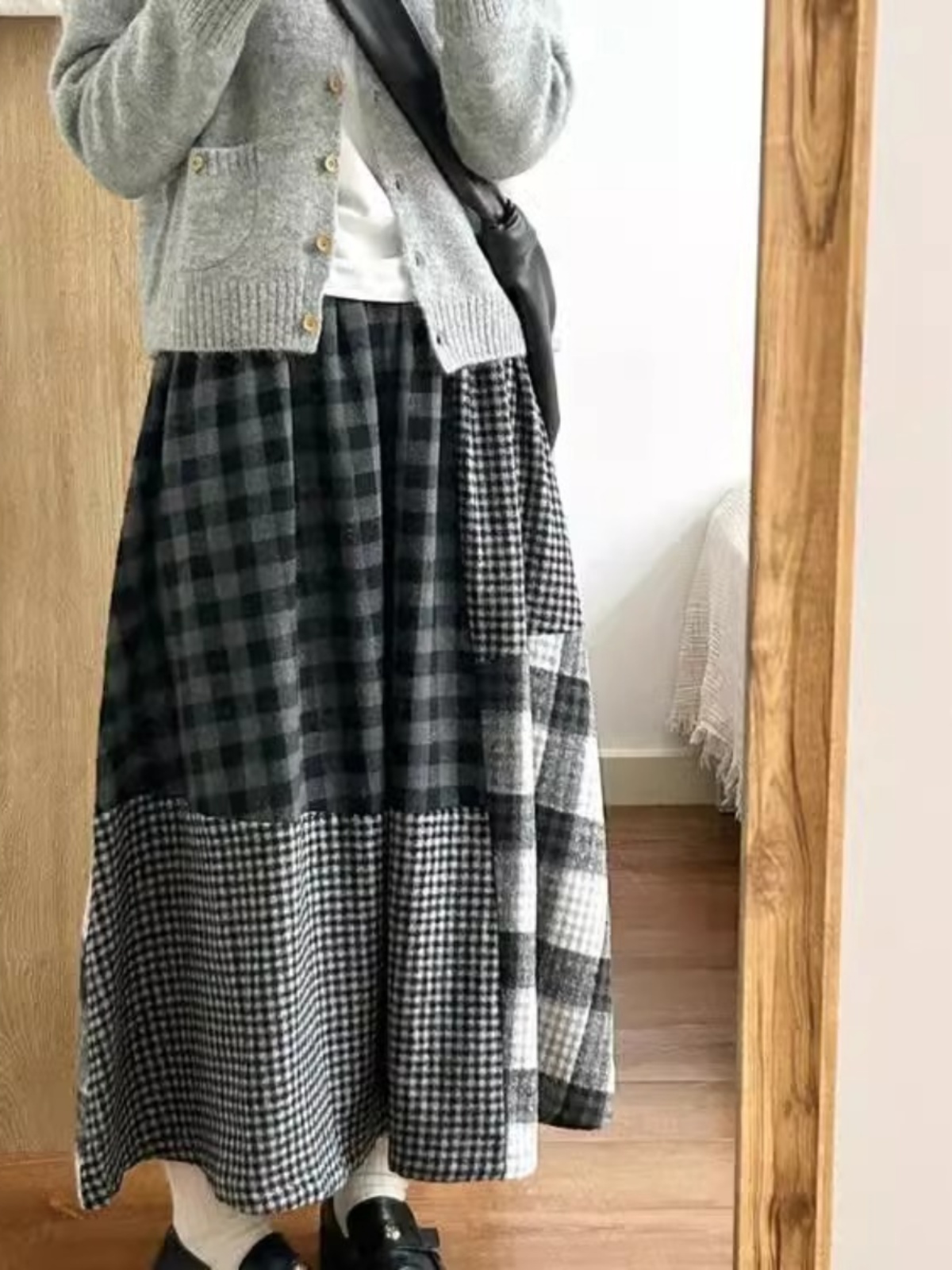 High-End Japanese Plaid Splici - A-Line Skirt Midi บทวิจารณ์และราคา