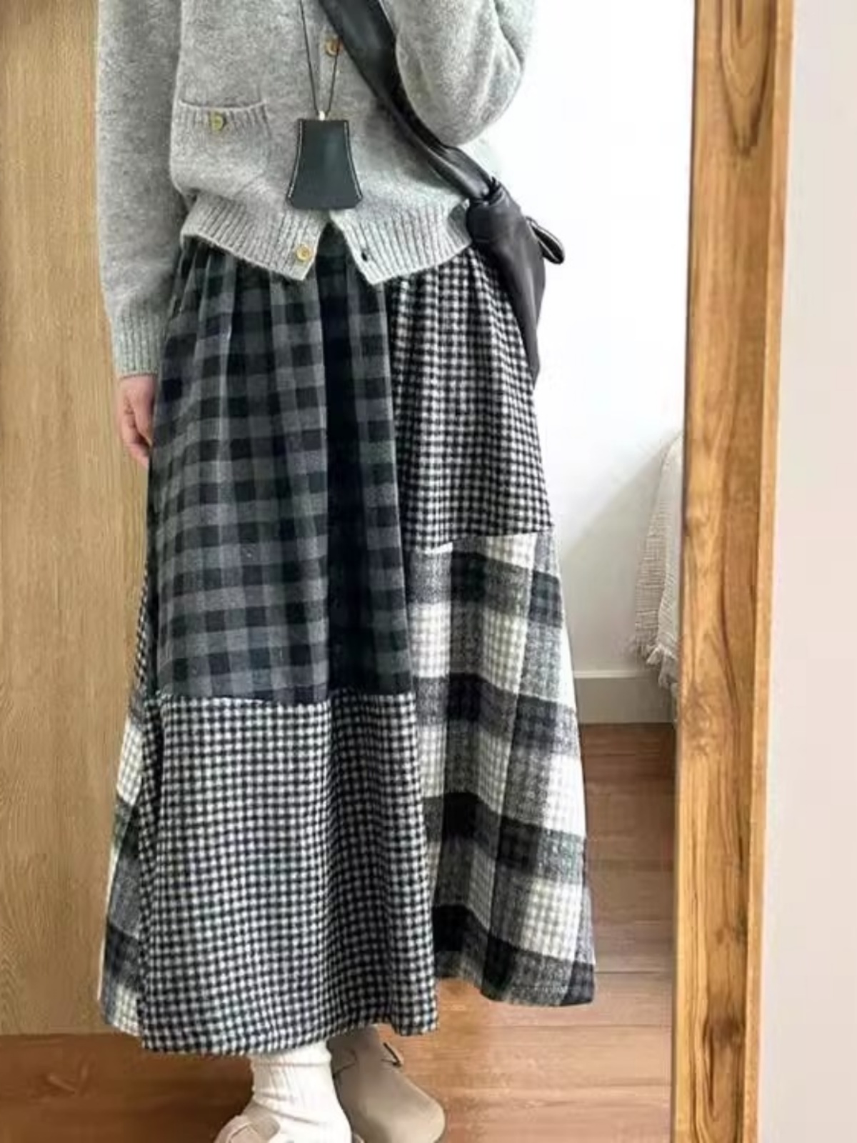 High-End Japanese Plaid Splici - A-Line Skirt Midi บทวิจารณ์และราคา