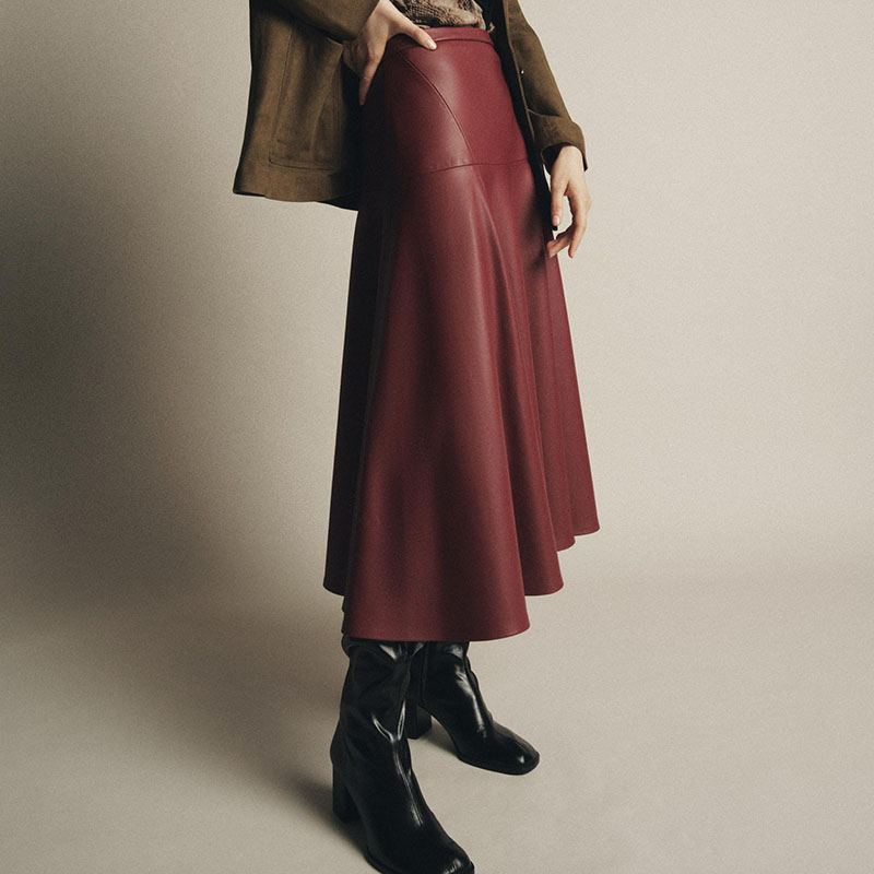 Ele Faionable Loose A-Line Fau - A-Line Skirt Midi บทวิจารณ์และราคา
