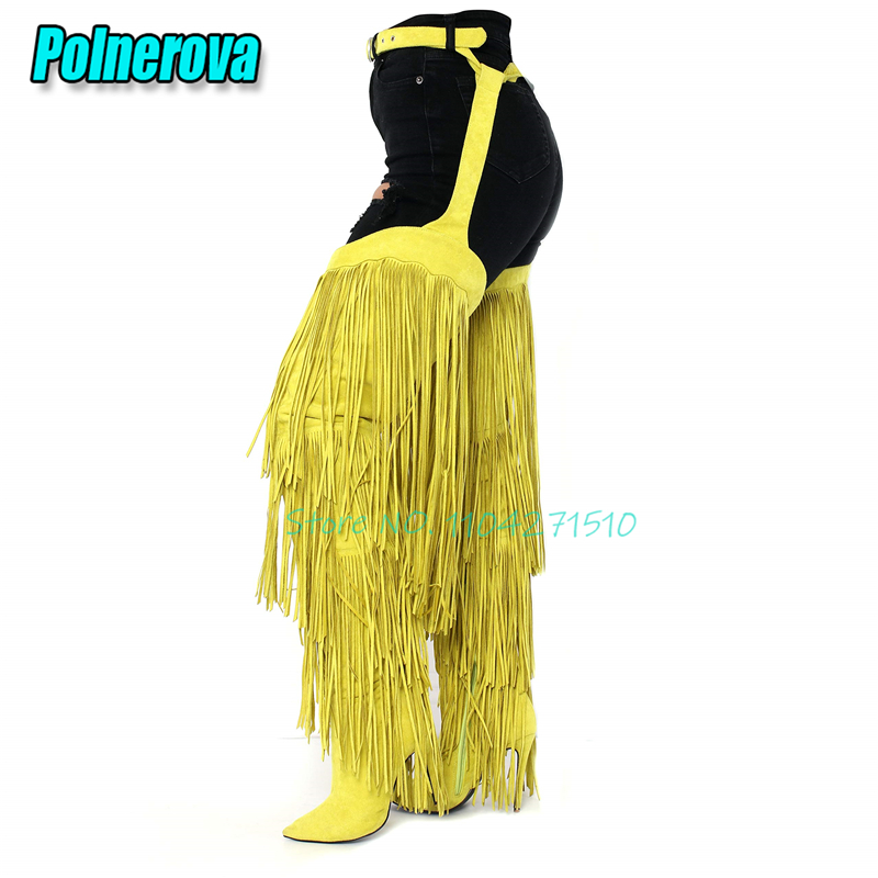 Yellow Tassel Over The Knee Bo - Women'S Fashion Trousers บทวิจารณ์และราคา