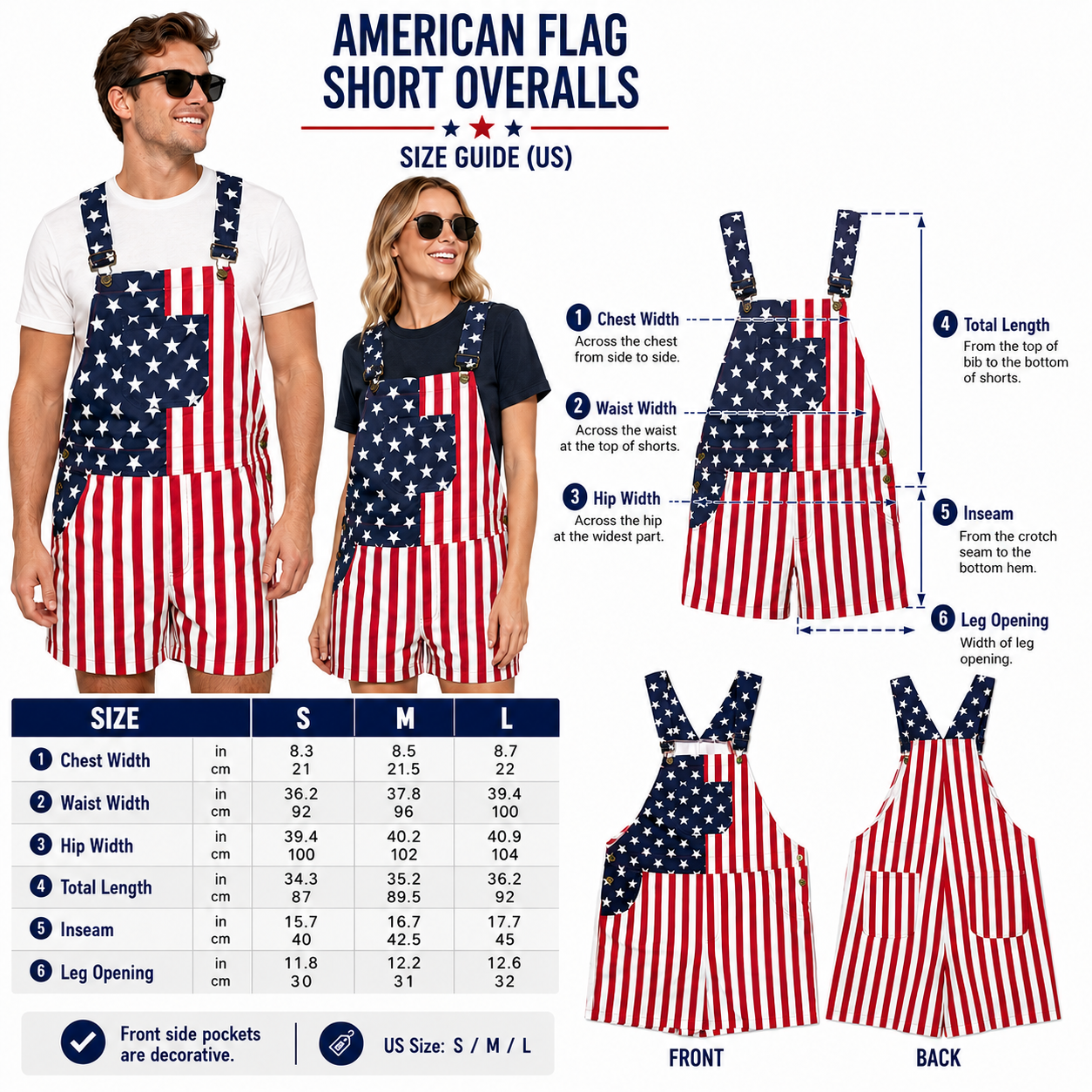 American Flag Printed Bib Over - Women'S Fashion Trousers บทวิจารณ์และราคา
