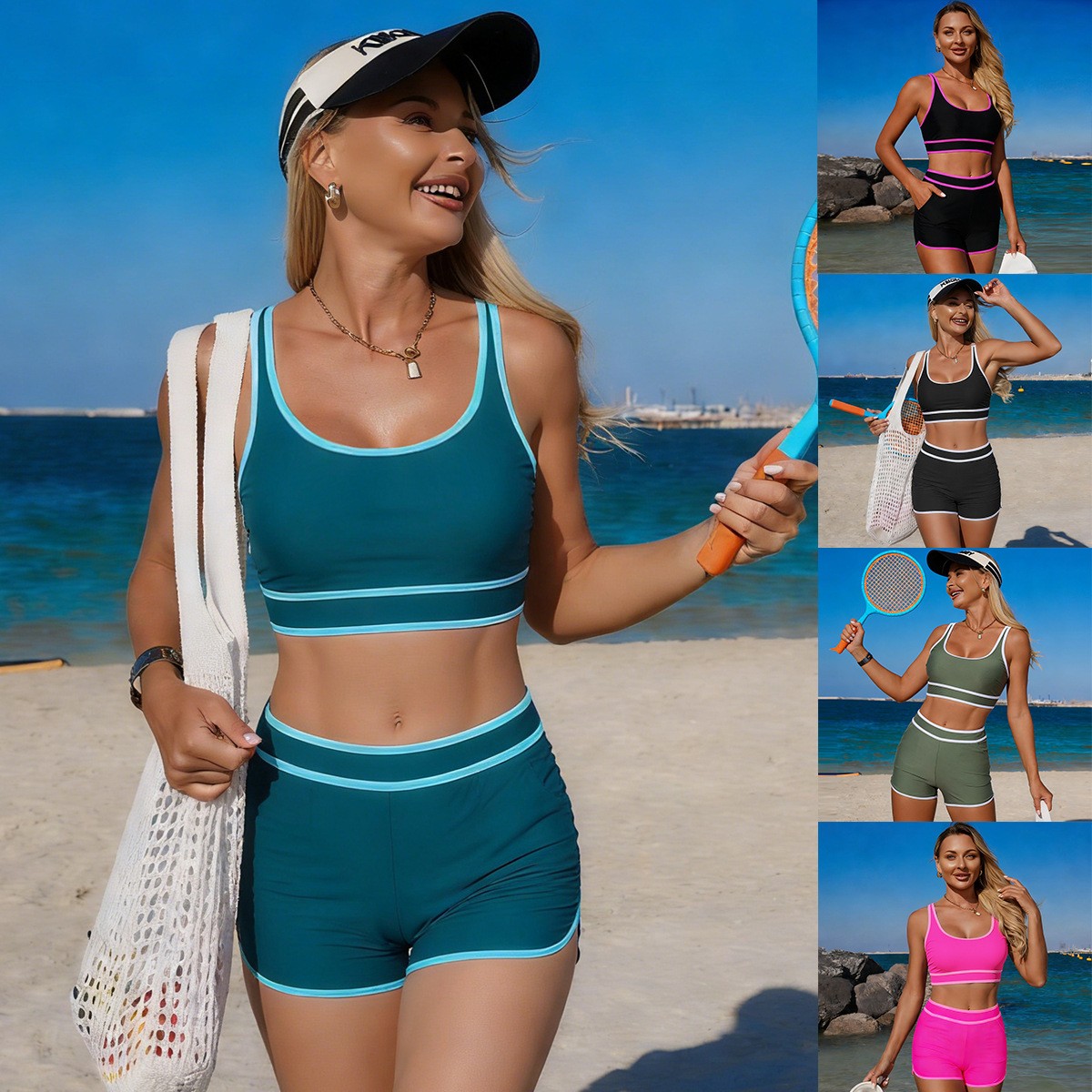 Olive Green Bikini Sleeveless  - Crop Top Women บทวิจารณ์และราคา