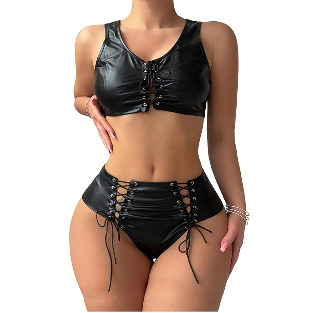 Women Leather Lingerie Set Sex - Crop Top Women บทวิจารณ์และราคา