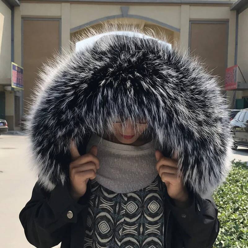 Winter Real Raccoon Fur Collar - Women'S Fashion Parka บทวิจารณ์และราคา