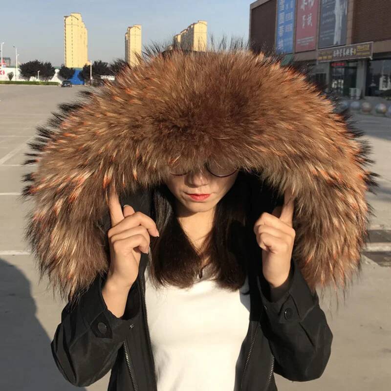 Winter Real Raccoon Fur Collar - Women'S Fashion Parka บทวิจารณ์และราคา