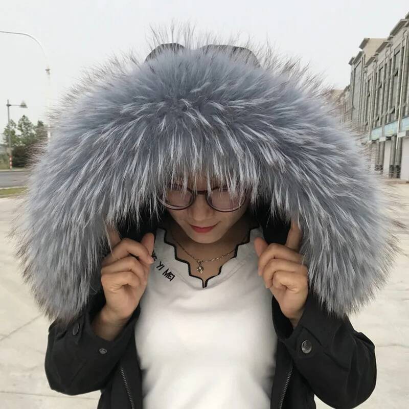 Winter Real Raccoon Fur Collar - Women'S Fashion Parka บทวิจารณ์และราคา